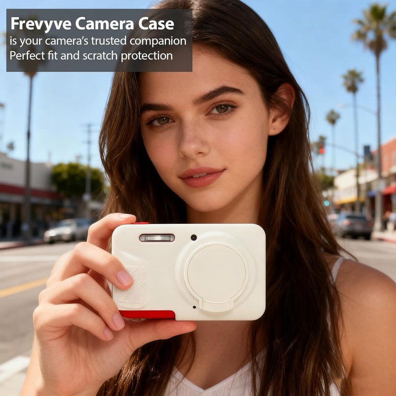 Frevyve Case for Kodak PIXPRO FZ55 Digital Camera Accessories, Soft Silicone Protective Case, Slim Fit Sleeve with Removable Lens Cover and Screen Protector, Lightweight, Anti-Scratch (Beige) - Image 2